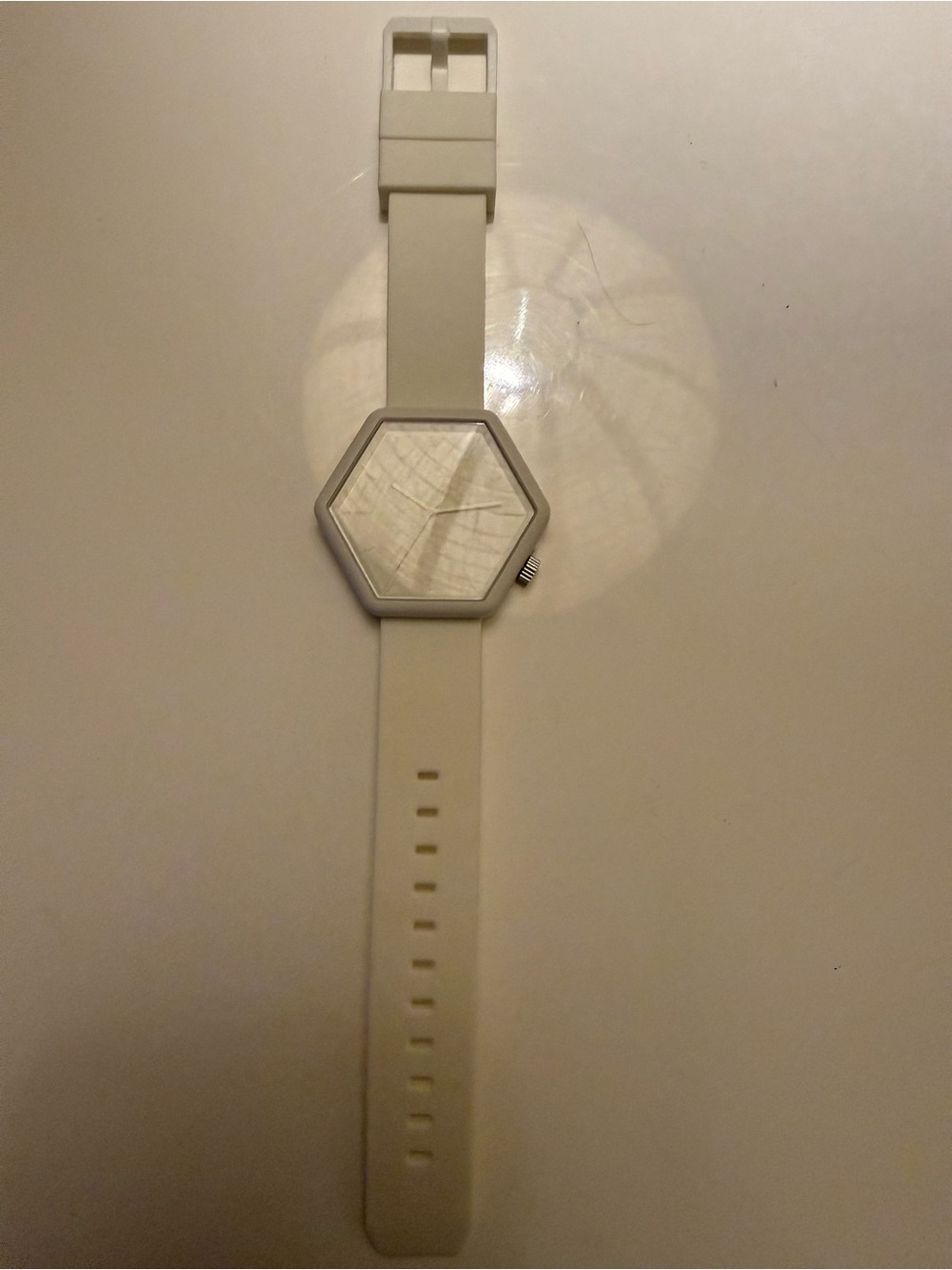 Minimal Hexagon Smartwatch in Ivory White